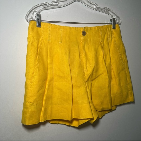 Banana Republic High Waist Yellow Women's Linen Shorts Size 8 - Picture 5 of 16